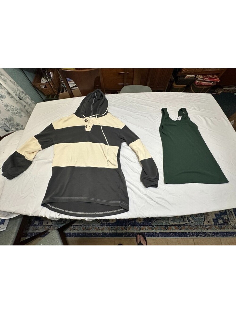 Amalli Talli Hoodie Sweatshirt Striped Tank Green SMALL Tall